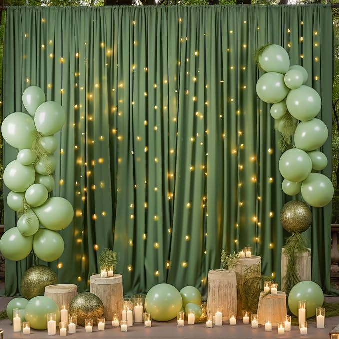 10x10 Valley Green Backdrop Curtain for Parties Wrinkle Free Dark Green Photo Curtains Backdrop Drapes Fabric Decoration for Baby Shower Birthday Party Photography 5ft x 10ft,2 Panels - Image 4