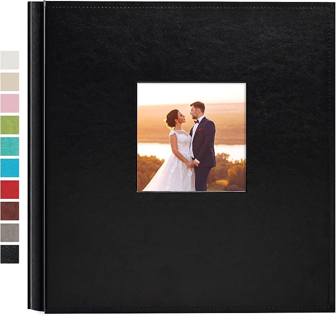 potricher Large Photo Album 4x6 1000 Photos, Leather Cover, Black | Large Capacity Picture Albums with 1000 Horizontal and Vertical Pockets, Photo Book for Family, Wedding, Anniversary, Baby by potricher