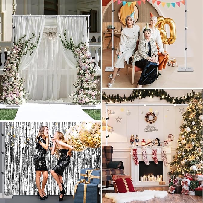 EMART Backdrop Stand Heavy Duty 8.5x10ft Adjustable Pipe and Drape Stand | Silver Photo Backdrop Stand for Party Photography Wedding Birthdy Dispaly Festival Decorations Balloon Exhibition Photo Booth - Image 7