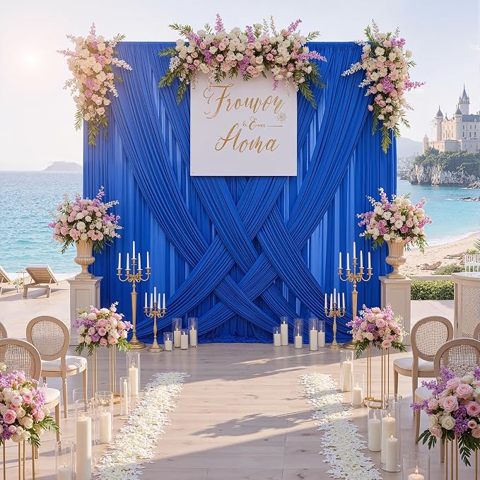 20ftx10ft Wrinkle Free Royal Blue Backdrop Curtains for Parties, 4 Panels Silky Polyester Photo Backdrop Drapes Back Drop Cloth for Wedding Birthday Photography Background - Image 8