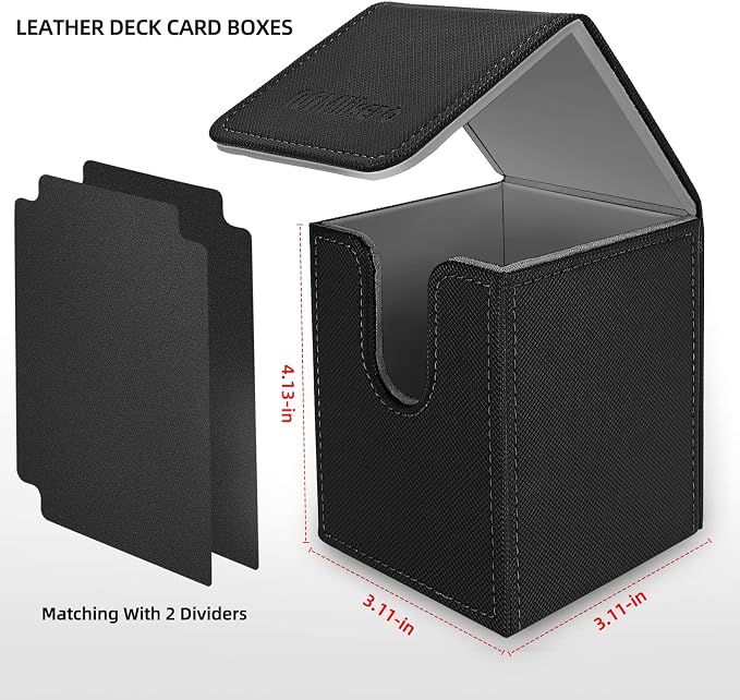 Mlikero 2 Pack Card Deck Box, Commander Deck Box Holds 200+ Single Sleeved Cards with 2 Dividers, Leather Magnetic Card Box Fit for MTG, TCG - Image 4