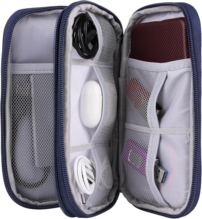 JIAKAI Travel Cable Organizer Electronics Accessories Bag for Charger, Phone, memory card,Travel Gadget Bag-Blue - Image 6