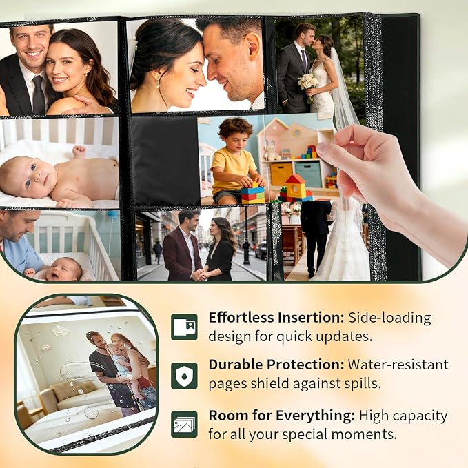 Photo Album 4x6 600 Pockets Slip In Extra Large Capacity | PU Leather Cover Picture Album Holds Horizontal & Vertical Photos for Family Wedding Baby Anniversary Christmas Gift - Image 3