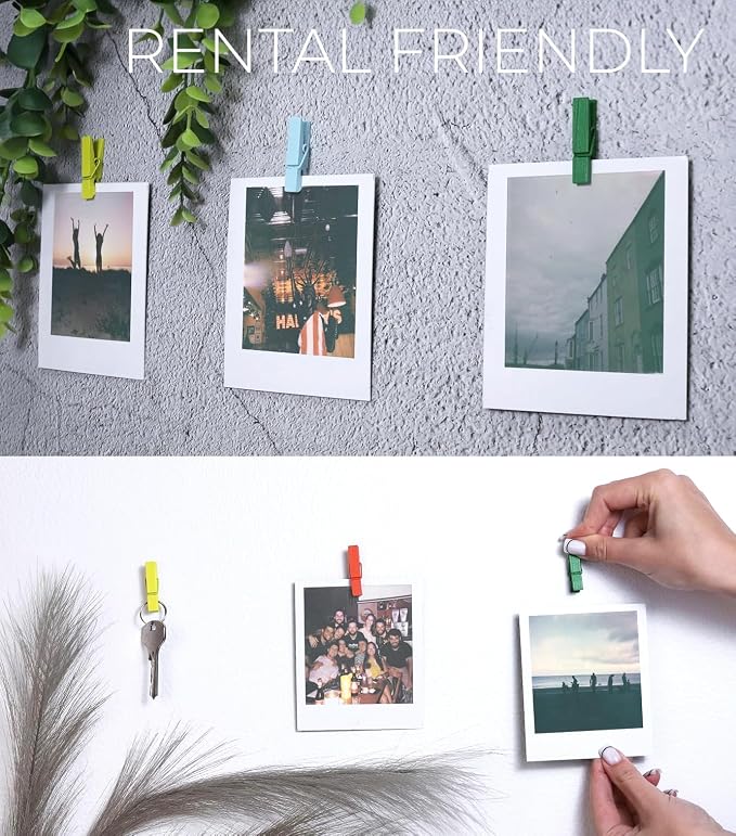 20 Pack Mini Self Adhesive Clips for Pictures - Mixed Colors Wood Clip Photo Holders for Wall, Poster Hanger, Photo Cards Hanging Display Board & Picture Boards, Artwork Photos Holders Card Room Decor - Image 5
