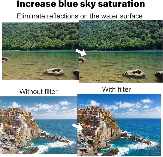 52mm Clip-On CPL Phone Camera Lens Filter, Polarizer Circular Filter, Ultra Slim Multi- Coated CPL Filter Compatible with iPhone 17/16/15/14/13 Samsung - Image 3