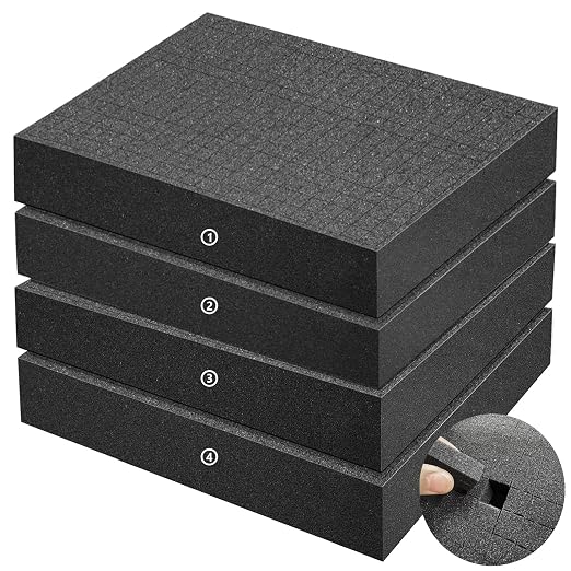 LAFENLIN Pick & Pluck Foam 4Pack for Gun Cases,16x12x2" Customizable Insert | High-density closed-cell polyethylene, pre-scored for easy customization.Protects firearms, electronics, tools & collectibles by LAFENLIN-HardCaseLock