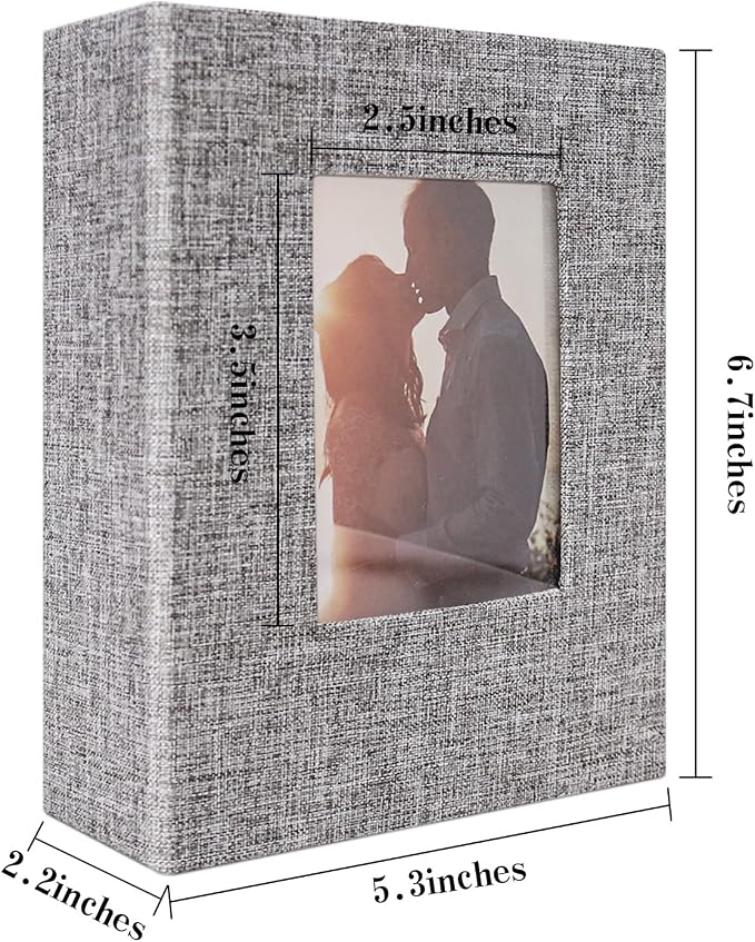 Vienrose 4x6 Photo Album,100 Pockets,Linen Cover with Window,Grey | Cover Window, Acid Free Pages, Linen Hardcover, Baby Wedding Family Photos - Image 7