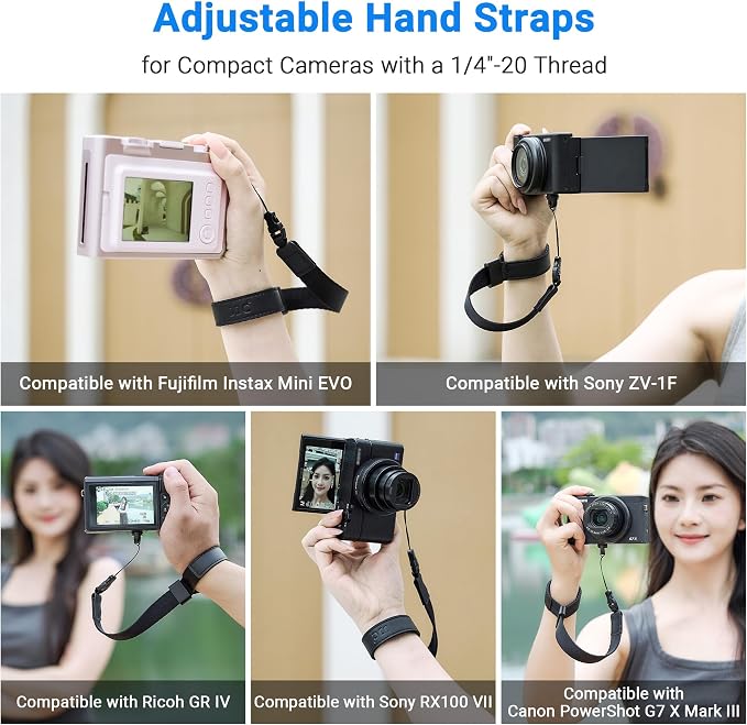 Mini EVO Strap, Adjustable Nylon Camera Hand Wrist Strap Lanyard with 1/4"20 & Quick Release for Ricoh GR IV III IIIx II GRIV GRIII GR4 GR3X for Sony RX100 VII ZV-1 ZV-1F ZV1F G7X Mark III II SX740 HS - Image 2