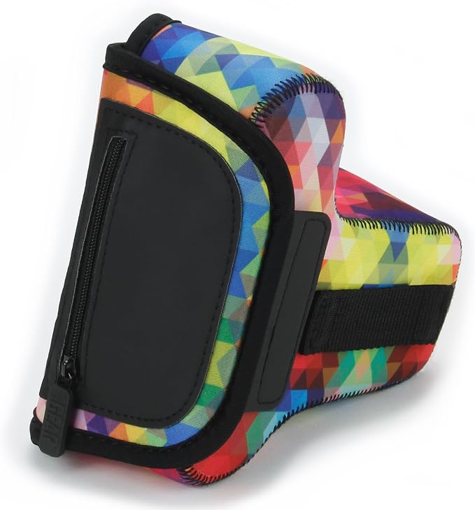 USA Gear Camera Sleeve (Medium) for Compact SLRs Compatible with Canon EOS R100 Nikon Z30 Sony ZV-E10, and more - Padded Neoprene DSLR Case with Zipper Accessory Pocket & Belt Loop (Geometric) - Image 7