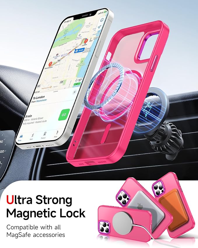 LeYi for iPhone-12-Pro-Max Case Pink:[ Tempered Glass Screen X2+ Camera Lens Protector X2] Compatible with Magsafe i Phone 12Pro Promax Cover iohone 12 Pro Max Magnetic Protective Girl Women, Hot Pink - Image 5