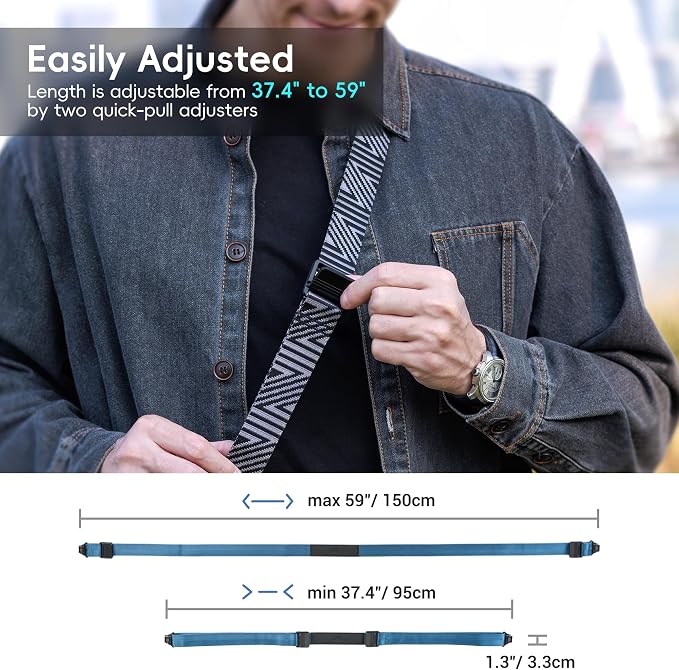 JJC DSLR Neck Strap with Patented Quick Release Buckles, Universal Adjustable Shoulder Sling Strap for Canon Nikon Sony Fujifilm Olympus Pentax DSLR SLR Cameras (Silver Grey) - Image 4