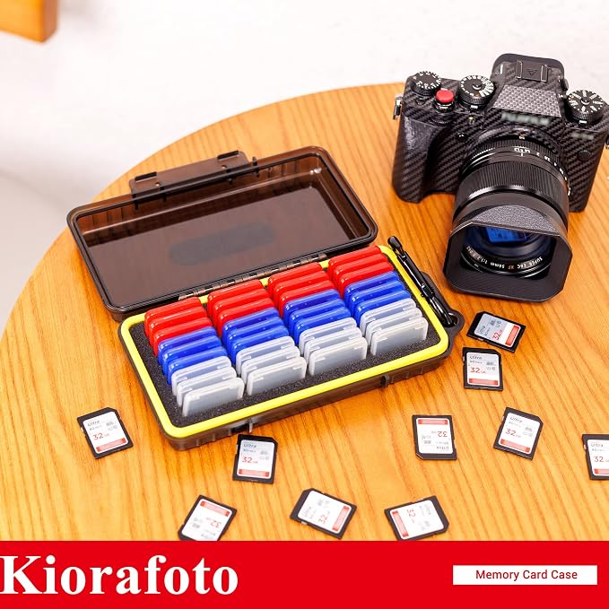 Kiorafoto SD Card Case w 36PCS Individual Clear Plastic Memory Card Holder | Water-Resistant,Anti-Shock,36 Slots,for 36x SD SDXC SDHC Cards,Camera Memory Card Holder Organizer,with Carabiner & Labels - Image 9