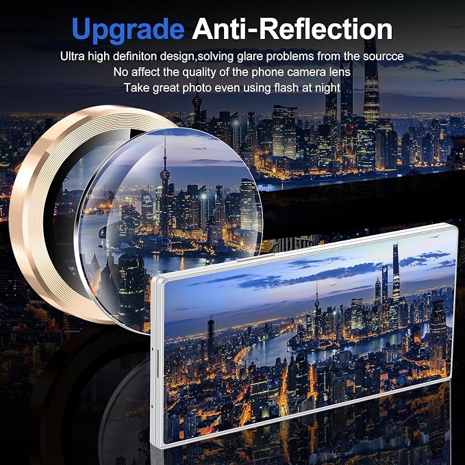 for Samsung Galaxy Z Fold 7 Camera Lens Protector, Individual Metal Ring Tempered Glass Lens Cover, [Strong Adsorption] Scratch Resistant Ultra-Thin HD Clear Lens Cover, 1 Set-Gold - Image 4