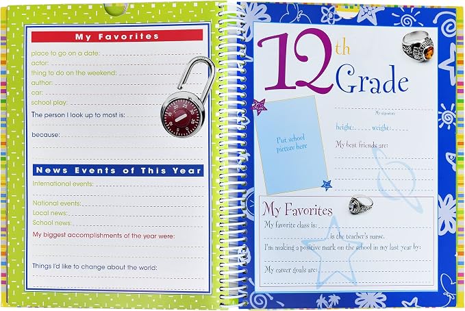 School Memory Book Keepsake Album for Kids Preschool Through 12th Grade | School Years Scrapbook Photo Album with Picture Slots, Storage Pockets, Graduation Keepsake Memory Portfolio for Boys & Girls - Image 8