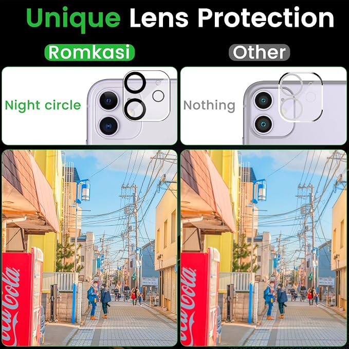 Romkasi 3 Pack Privacy Screen Protector for iPhone 11 6.1 Inch with 3 Pack Camera Lens Protector, Anti Spy Tempered Glass Film, Anti-Scratch, Touch Sensitive, Case Friendly - Image 6