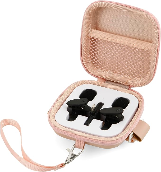Wireless Lavalier Microphone Case Mini Mic Case for Wireless lavalier microphones Wireless Microphones Mini Tiny Mic Lapel Clip Microphones (PINK) - Image 3