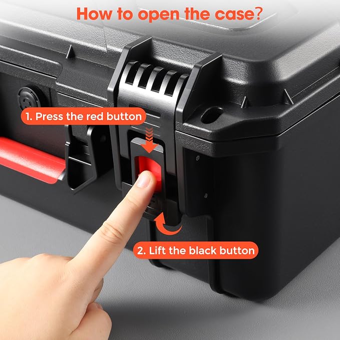Camera Hard Case DSLR SLR Lens Waterproof Travel Weatherproof Cases | Large Carrying Protection Dividers For DJI Mavic/Air/Mini Drones for Sony FE 400-800mm For Gopro (Only Case) 16.2x12.8x7inch - Image 7