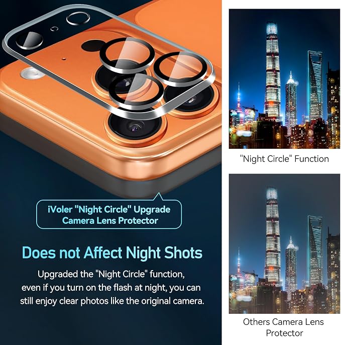 ivoler Camera Lens Protector for iPhone 17 Pro Max 6.9", 4-Pack | Screen Protector Tempered Glass[Case Friendly][New Version], for iPhone 17 Pro Max Scratch-Resistant,Clear+Black Circle - Image 6
