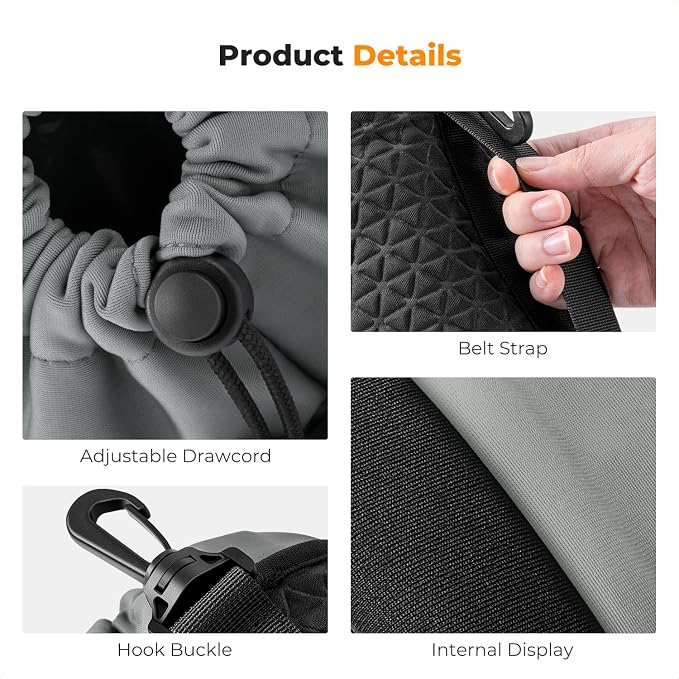 K&F CONCEPT Camera Lens Case, Drawstring Lense Pouch for DSLR SLR, 4 Pack | Abrasion-Resistant Polyester, Plush Interior & Hook, 4 Sizes (S/M/L/XL) Bag Set for Canon,Nikon,Sony,Fuji DSLR/SLR Lenses. - Image 2