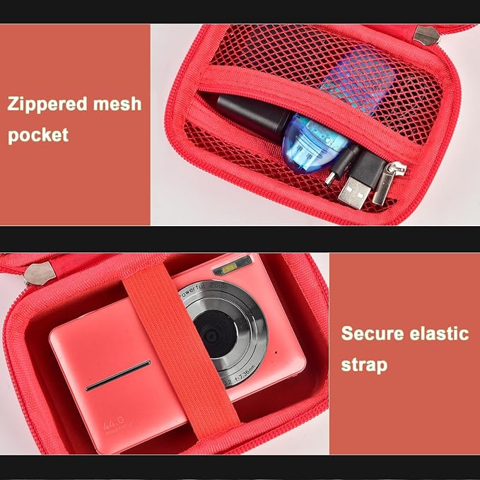 ALKOO Digital Camera Case for CAMKORY, Camera Pouch for KODAK Pixpro -Red | for Lecran/for VAHOIALD Point and Shoot Camera, Hard Carrying Case with Mesh Pocket, Compact for Vlogging, Travel and Storage - Image 6