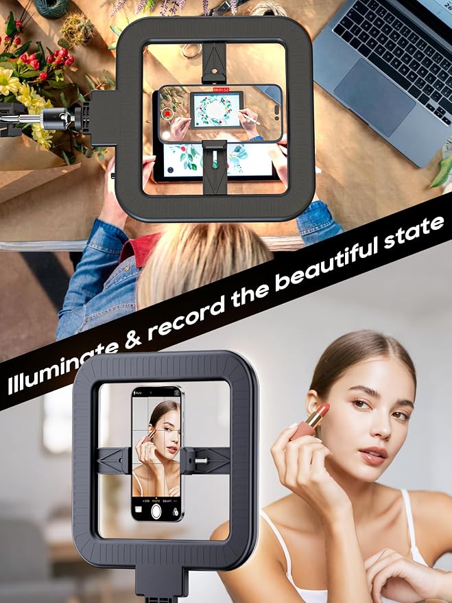 Upgrade Ring Light Overhead Phone Mount, LED Desk Ring Light with Clamp for Video Recording,Flexible Articulating Phone Arm Stand Compatible with iPhone,Live Streaming YouTube Tiktok - Image 4