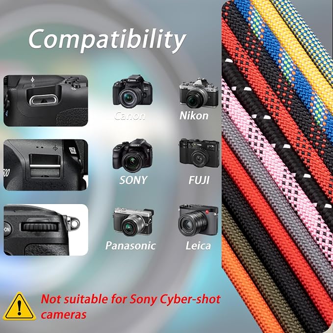 VKO Camera Strap Rope Quick Release Neck Shoulder Straps for Photographers | Film SLR DSLR Cameras Vintage Cute QD Nylon Adjustable - Image 3