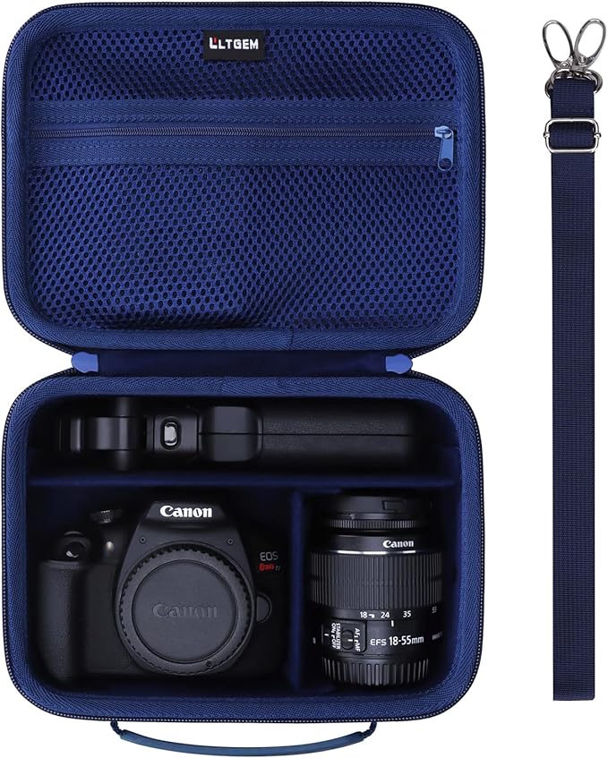 Small Camera Case Bag for Canon EOS Rebel T7/R50//R100 DSLR Camera Navy | Hard Carrying Travel Case for Canon EOS Rebel T7/R50//R100/R6 Mark II/R8/R6 Mark III/R50 V/T6/R10/R5 Mark II DSLR SLR Camera by LTGEM