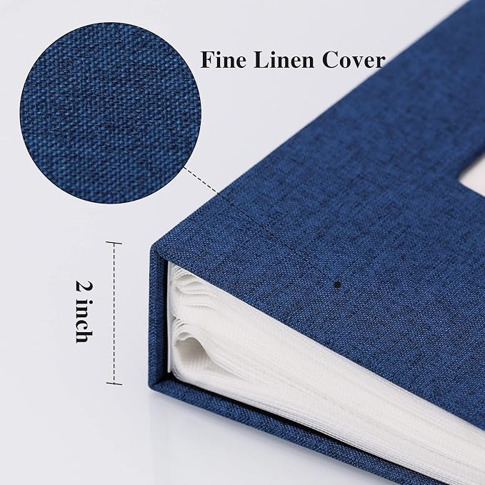Vienrose 4x6 Photo Album,300 Pockets,Linen Cover with Window,Blue | Linen Hardcover, Slip In Photo Book, Family Memory Album, Travel Keepsake - Image 4