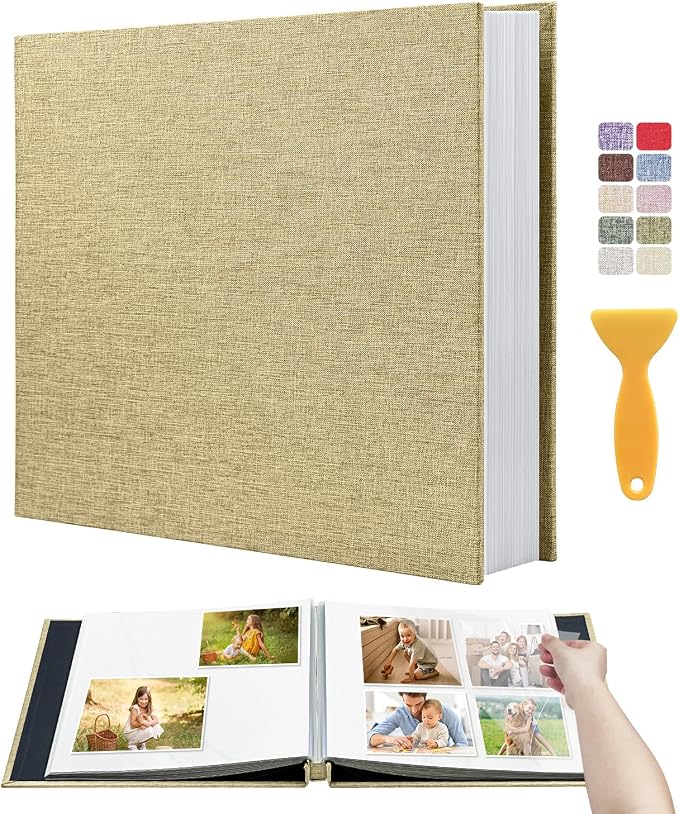 Large Photo Album Self Adhesive Scrapbook Album for 4x6 5x7 8x10 Pictures DIY Photo Book as Scrapbooking Supplies Kits, Birthday Gifts for Women Mom Wedding Baby Family Travel by HenPisen
