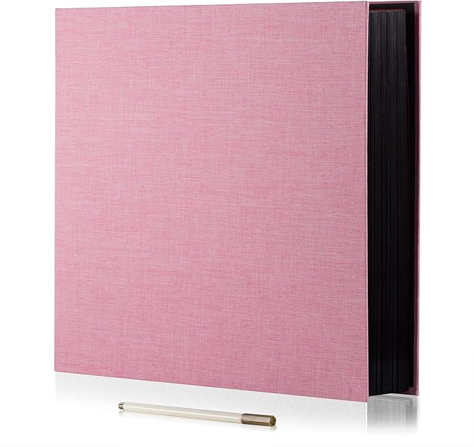 Large Photo Album Self Adhesive for 4x6 8x10 Magnetic Scrapbook Album DIY 60 Black Sticky Pages Linen Cover Photo Album(Pink) by HoneyTolly