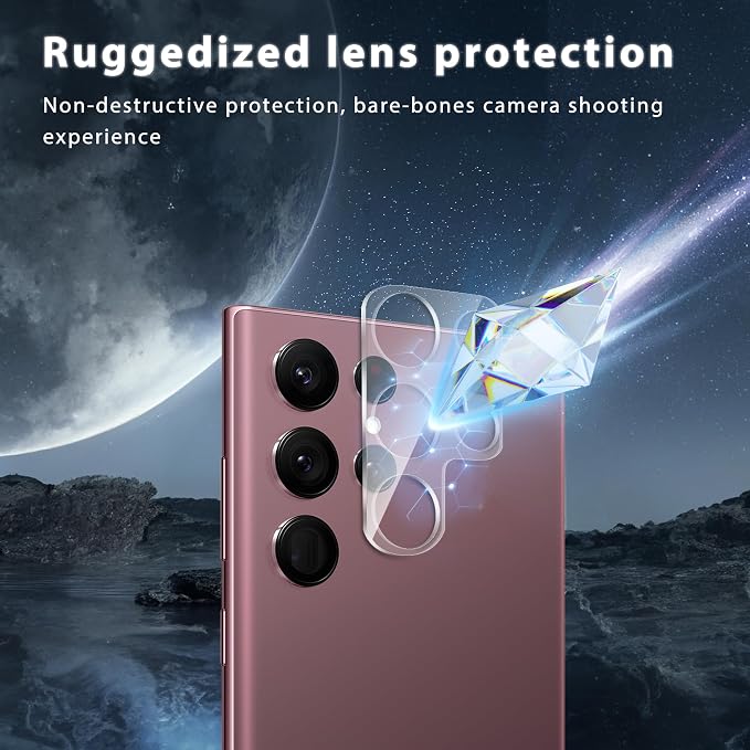 V-PORYADKU 2+2 Pack for Samsung Galaxy S22 Ultra Screen Protector | Camera Lens Protector, 9H Tempered Glass, Anti-Scratch, Fingerprint Unlock, HD Clear, Case Friendly - Image 6