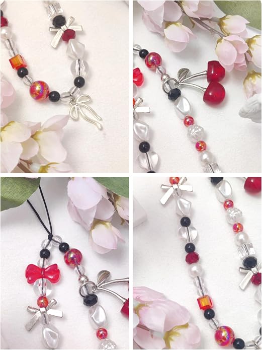 cioatu Phone Charms Cute Cherry Butterfly Cell Phone Lanyard Strap Wrist Strap for Bag Airpods Camera Pendants Decor - Image 7