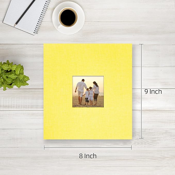 potricher Photo Album 4x6 Pictures, 200 Pockets, Linen Cover, Yellow | Linen Cover, Front Window, Large Capacity 4x6 Picture Albums, Photo Book for Family, Wedding, Anniversary, Baby, Keepsake - Image 2