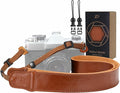 Padwa Lifestyle Brown Leather Camera Strap - 1.5" Soft Full Grain Cowhide Camera Straps for Photographers, Soft Suede Fabric Padded Leather Strap with Quick Release fits All Cameras by PadwaLifestyleCameraStrap