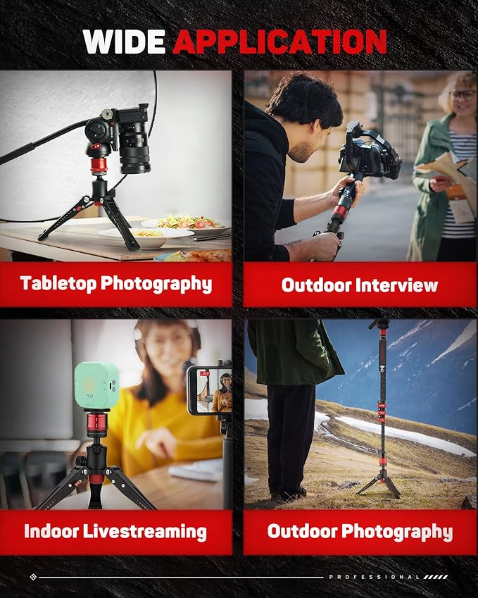 IFOOTAGE Cobra 3 Base Aluminum Desktop Mini Tripod for Camera | Tabletop Small Tripod with 1/4" & 3/8" Screws Compatible with Sony Nikon Canon DSLR Cameras, Payload 17.64lbs - Image 7