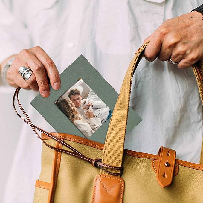Small 4x6 Photo Album 24 Pockets Linen Cover Gray Green | Linen Cover, Front Window, Portable Mini Picture Book, Travel Wedding Memories - Image 6