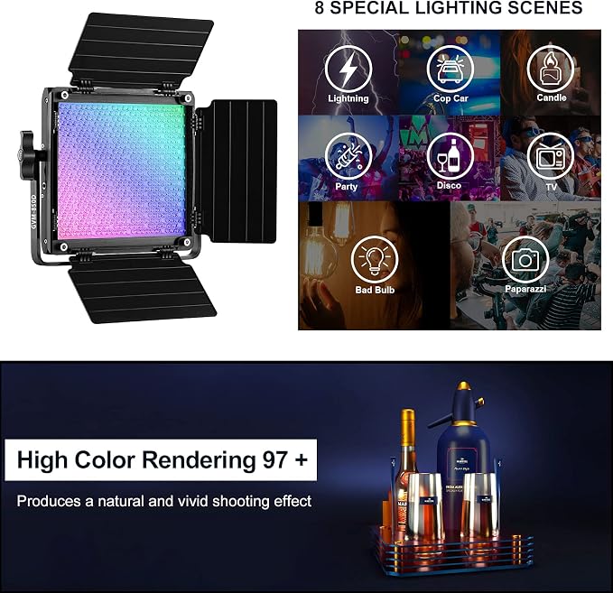 GVM RGB Video Lighting, Bi-Color Led Video Light Kit with APP Control, 2 Packs 850D Photography Lighting Kit CRI 97+ for Web Conference, YouTube, Gaming, Zoom, Aluminum Alloy Shell - Image 5