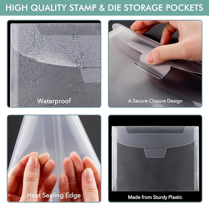 20 Pieces Clear Stamp and Dies Storage Bags,9.4x3.9inch Plastic Scrapbooking Storage Pockets,Scrapbooking Storage Die Storage Envelopes for DIY Card Making Arts Crafts Scrapbooking Supplies - Image 6