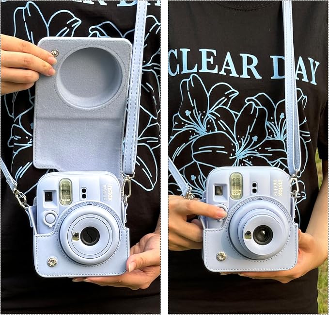 CAIYOULE Camera Case for Fujifilm Instax Mini 13 Instant Film Camera, Blue | Mini 13 Protective Camera Case, PU Leather Camera Crossbody Bag for Instax Mini 13, with Photo Album, Adjustable Strap - Image 6