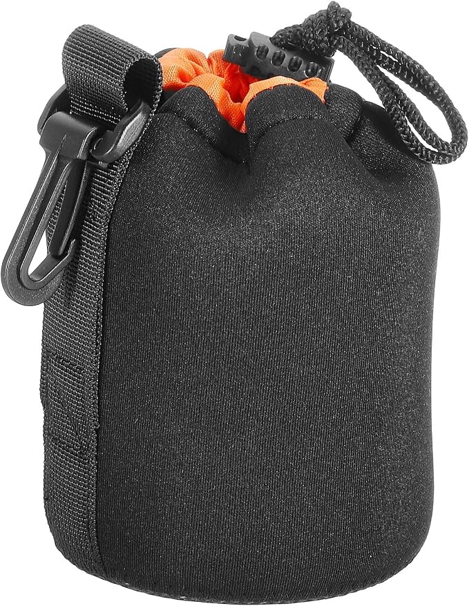 Patikil 3.3" x 5.5" Neoprene Lens Pouch - DSLR Camera Lens Case, Water Resistant, Black/Orange by PATIKIL