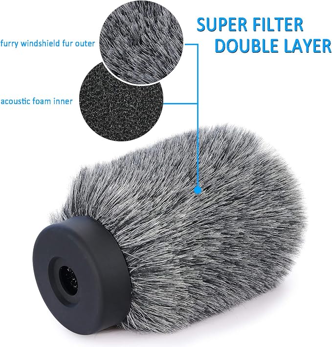YOUSHARES NTG Furry Microphone Wind Shield - Windscreen/Windmuff for Rode VideoMic NTG and Microphones with Maximum Slot Length of 100mm (3.9") and Diameter of 18-24mm （Shag, Gray） - Image 6