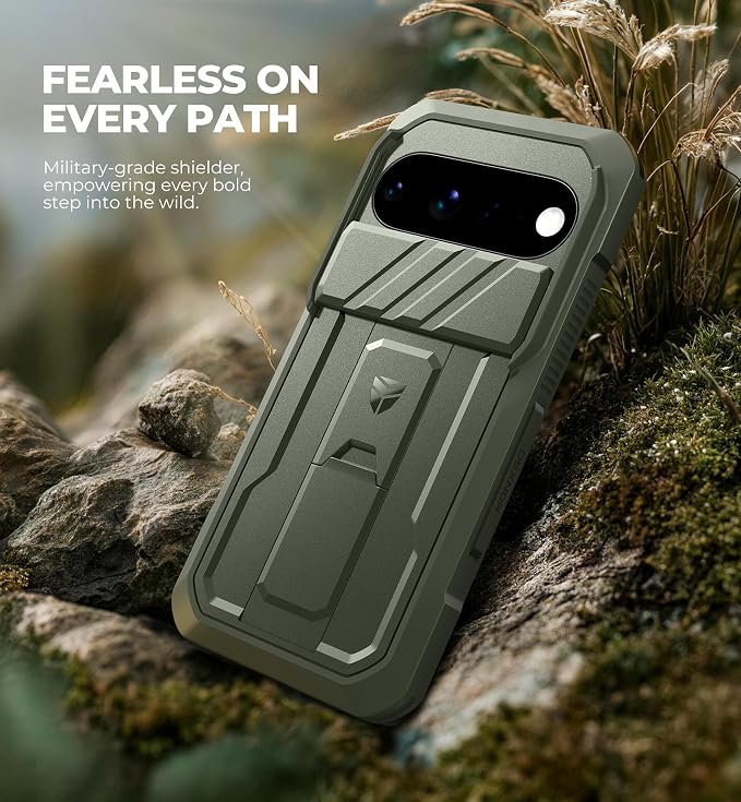 Dexnor for Google Pixel 11 Pro XL Case with Slide Camera Cover & 2 Front Frames & Built-in Screen Protector & Kickstand,Full-Body Shockproof Protective Cover Heavy-Duty Rugged Cases,Army Green(2026) - Image 6