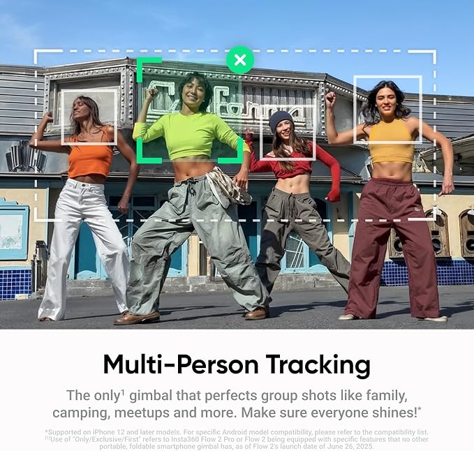 Insta360 Flow 2 Plus AI Tracker Bundle Grey - Foldable Phone Gimbal, AI Tracking with Any App, Multi-Person Tracking, Built-in Tripod/Selfie Stick, Remote Control, Smartphone Stabilizer, Travel - Image 6