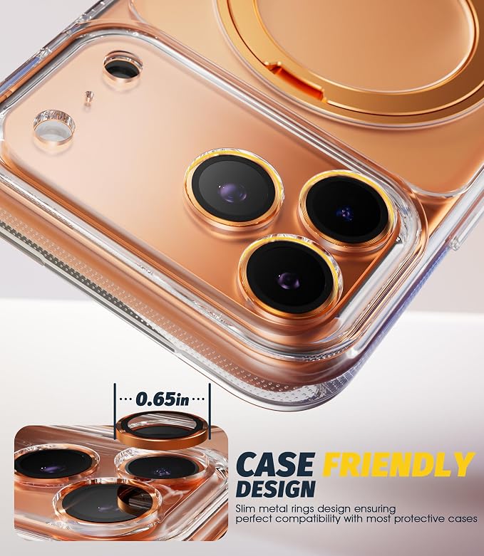(3 Sets) Orzero Camera Lens Protector Compatible for iPhone 17 Pro&17 Pro Max&16 Pro&16 Pro Max&15 Pro&15 Pro Max&14 Pro&14 Pro Max, [EZ Install] [Case-Friendly] 9H Tempered Glass CD Pattern Lens Cover, Military-Grade Shockproof, HD Clarity Anti-Glare ... - Image 6