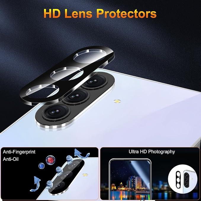 QsmQam 3 Pack Screen Protector for Samsung Galaxy A37 5G + 3 Pack Camera Lens Protector, Ultra HD Tempered Glass, 9H Hardness, Anti Scratch, Easy Installation - Case Friendly - Image 7
