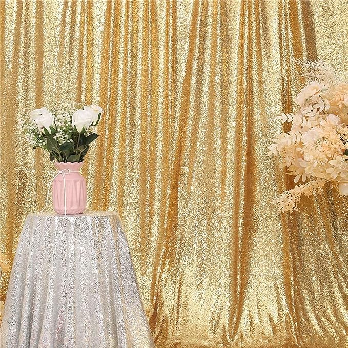 Poise3EHome Gold Sequin Backdrop, 6FT x 8FT Glitter Curtain for Weddings, Parties, Photo Booth Decor - Image 8