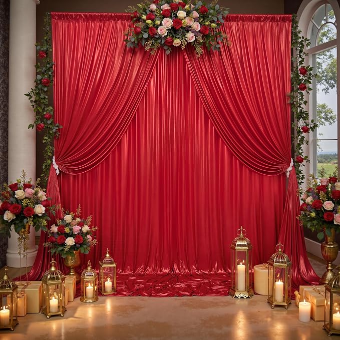 20x10ft Thick Red Glitter Backdrop Curtain Panels for Parties, Wrinkle Free Sequin Sparking Photo Backdrop Drapes, 4 Panels 5x10ft Shimmer Back Drop Cloth for Wedding Birthday Photography - Image 9