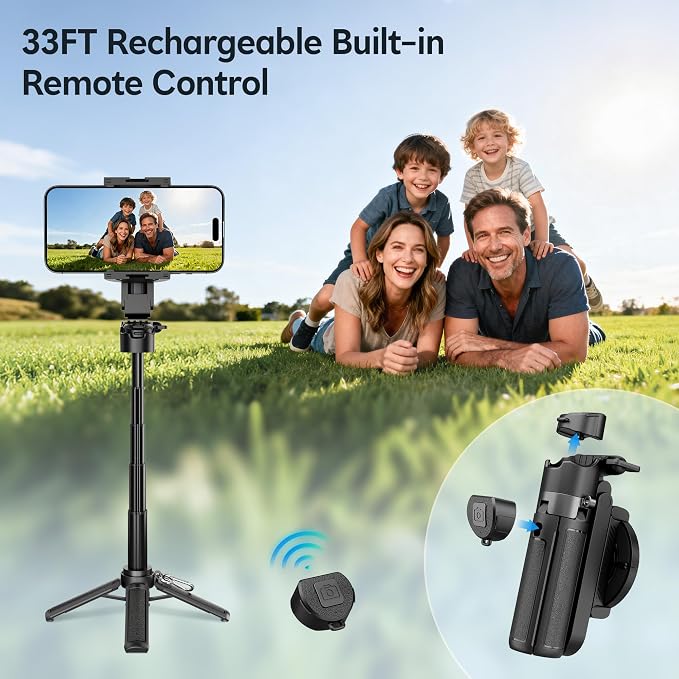 14.5" Mini Magnetic Tripod for iPhone, Selfie Stick with Remote for MagSafe, Portable Pocket Size Selfie Stick with Metal Ring, Small/Compact Cell Phone Stand for Recording, Travel and Vlogging-Black - Image 3