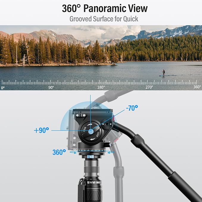 SIRUI SVM-165 Carbon Fiber Camera Monopod with Feet, 68.7" Professional Lightweight Travel Monopod with Fluid Video Head for DSLR Camera, One-Step Height Adjustment, Modular, Max Load 22lbs - Image 7