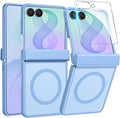 FNTCASE for Samsung Galaxy Z Flip 8 Case, Fit for Magsafe, Screen Protector | Hinge Protection, Translucent Matte, 18FT Military Grade Drop Proof, Protective Phone Cover, Light Blue by FNTCASE